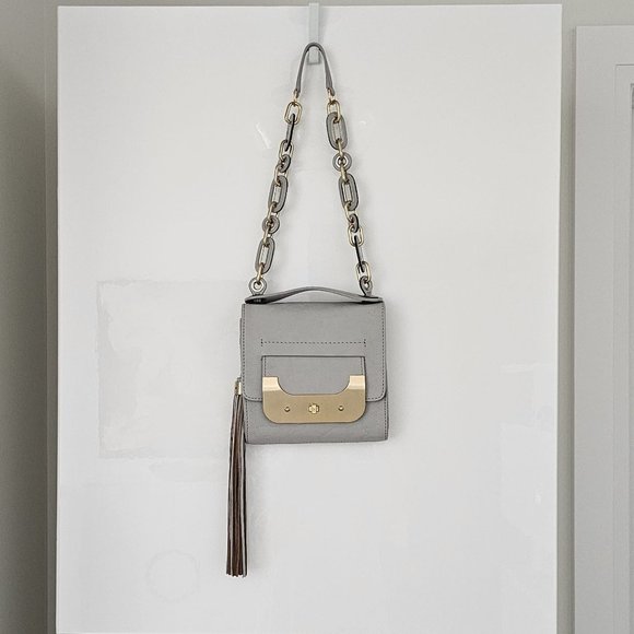 DIANE VON FURSTENBERG HARPER MINI CINZA SHOULDER BAG! - Picture 11 of 16